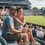 real pice of man and woman at sport event for a review image